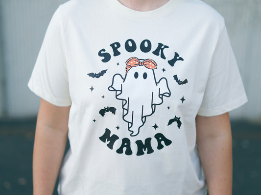 Spooky Mama Crew Cropped Tee (Ivory)