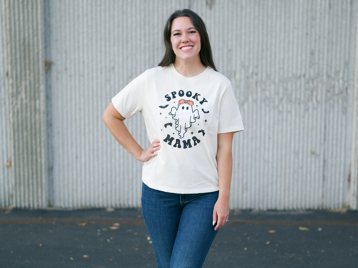 Spooky Mama Crew Cropped Tee (Ivory)