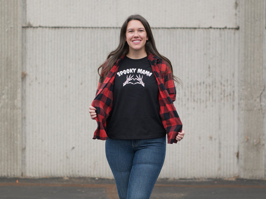 Spooky Mama Crew Cropped Tee (Black)