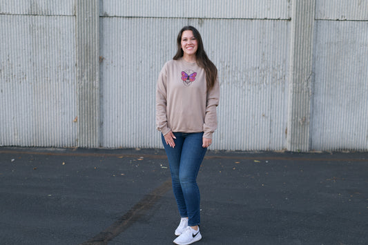 Skull and Butterfly Crew Neck Sweatshirt