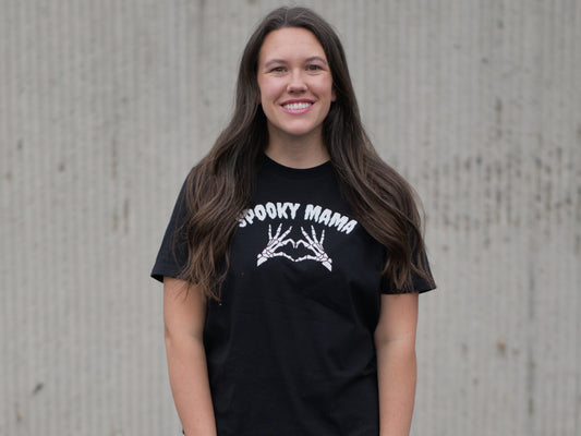 Spooky Mama Crew Cropped Tee (Black)