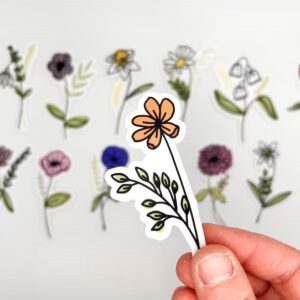 Birth Flower Waterproof Sticker